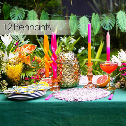 Talking Tables Green Tropical Palm Leaves Garland Bunting- 2.6M | Reusable Hawaiian Theme Party Decorations for Birthday, Summer, Luau, Jungle, Paper, Length, 8.5ft