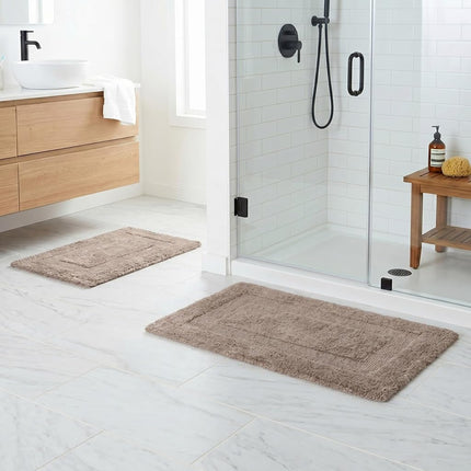 Bedford Home 100% Cotton 2 Piece Reversible Rug Set - Taupe