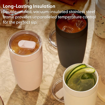 W&P Porter Insulated Tumbler 20 oz | No Metallic Aftertaste Ceramic Coated for Water, Coffee, & Tea | Wide Mouth Vacuum Insulated | Dishwasher Safe, Terrazzo Cream