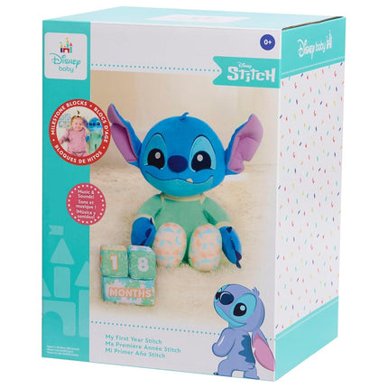 Disney Blocks Baby My First Year Stitch and Milestone, 10.5 inch, Pack of 4, Toys for Children Aged 0+ Just Play