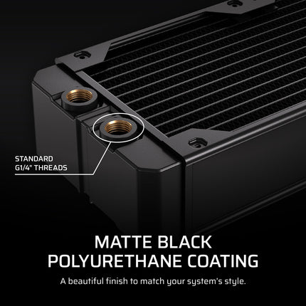CORSAIR Hydro X Series XR7 360mm V2 Custom Cooling Radiator – Compatible with iCUE LINK Fans, 3x120mm Fan Mounts, Screw Protection Plates, G1/4” Threads – Black