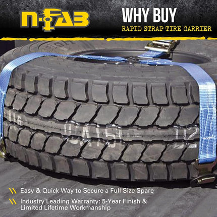 RealTruck n-FAB Bed Mounted Rapid Strap Tire Carrier With Black Strap | Gloss Black | BM1TSBK | Universal