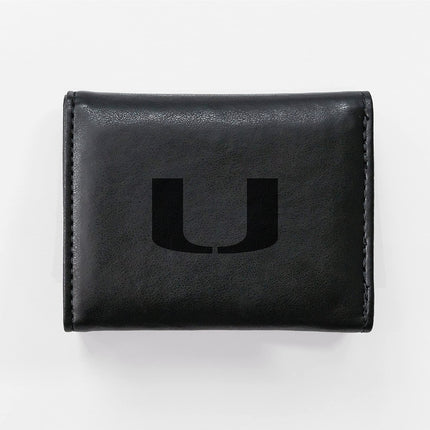 Rico Industries Laser Engraved Trifold Wallet, Miami Hurricanes Team Color, 3.25 x 4-inches,Black