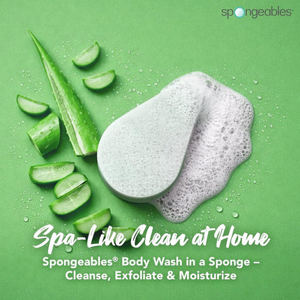 Spongeables Anti Cellulite Body Wash in a 20+ Wash Sponge, Fresh Aloe, 1 Count