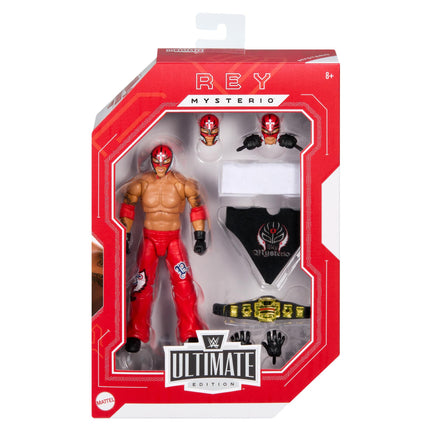 WWE Ultimate Edition Action Figure Rey Mysterio Fan TakeOver Collectible with Interchangeable Accessories, Extra Heads & Swappable Hands, HVV70