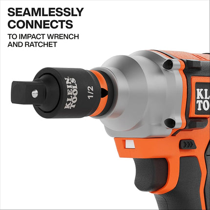 Klein Tools 65842SW Impact Wrench Swivel Square-Drive Adapter Set, 2-Piece, 15-Degree, Ball Detent, High-Visibility, Fixed-Position and Swivel Socket Adapter