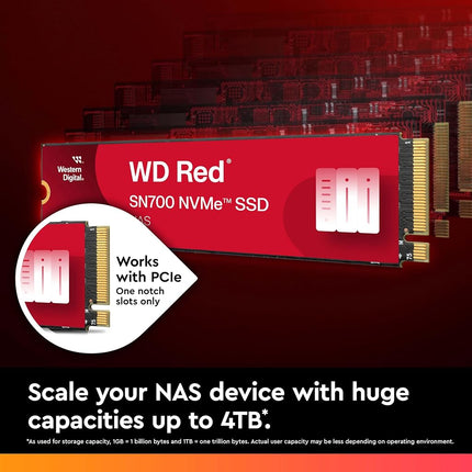 Western Digital WD Red SN700 250GB NVMe SSD for NAS devices, with robust system responsiveness and exceptional I/O performance