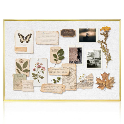 QUEENLINK Fabric Bulletin Board, 30" x20", Gold Al