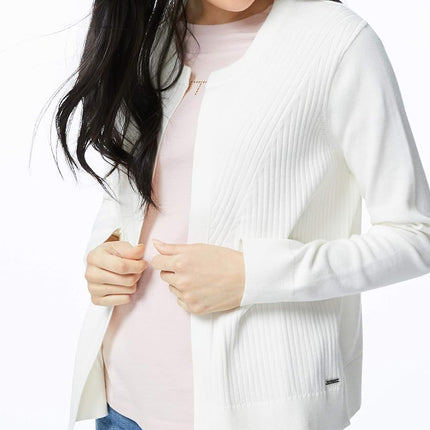 Nautica womens0303ZSNautica Women's Ribbed Open Layering Cardigan Long Sleeve Cardigan Sweater - White - X-Small