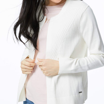 Nautica womens0303ZSNautica Women's Ribbed Open Layering Cardigan Long Sleeve Cardigan Sweater - White - X-Small