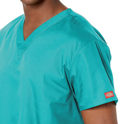 Dickies EDS Signature Scrubs for Women, V-Neck Womens Tops in Soft Brushed Poplin 86706, Galaxy Blue, 4XL Plus