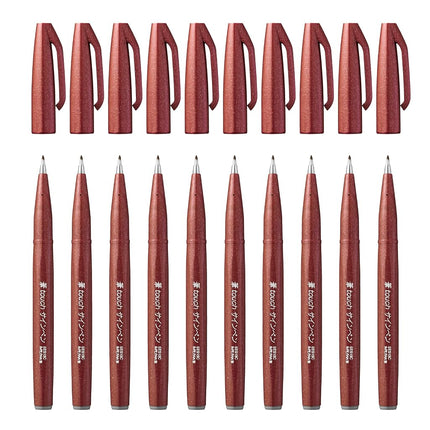 Pentel Brush Sign Pen - Brown (Pack of 10)