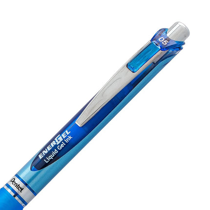 Pentel® EnerGel™ RTX Retractable Liquid Gel Pens, Fine Point, 0.5 mm, 54% Recycled, Assorted Barrel Colors, Blue Ink, Pack Of 12 Pens