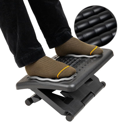 Mind Reader Adjustable Height Foot Rest with Massage Rollers, Black