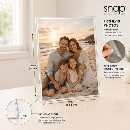 Set of 12 Snap - 8x10 Clear Acrylic Self Standing Photo Frames - Perfect for Showcasing Memories in Style - Versatile and Durable Design for Home or Office Décor - Rectangular TableTop - Single