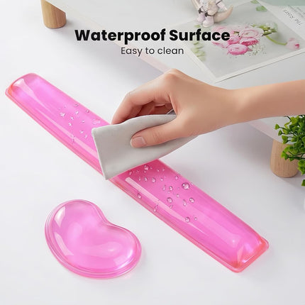 ABRONDA Gel Keyboard & Mouse Wrist Rest Set - Keyboard Wrist Rest Pad & Mouse Support for Office Gaming Pad Computer Laptop Ergonomic Comfortable Pain Relief-Pink Pad Set