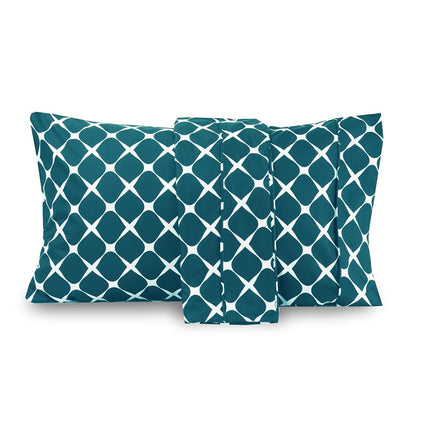 Elegant Comfort Luxury Ultra-Soft 2-Piece Pillowcase Set - 1500 Premium Hotel Quality Microfiber Double Brushed - Wrinkle Resistant, King Size, Bloomingdale Pattern Teal