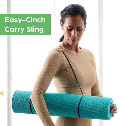 Gaiam Essentials Premium Yoga Mat with Carrier Sling, Navy, 72"L x 24"W x 1/4 Inch Thick