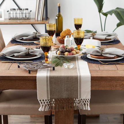 DII Dobby Stripe Woven Table Runner, 13 x 72-inch, Brown