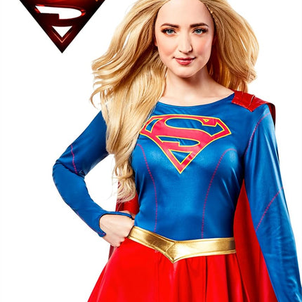 Rubie's Official Supergirl Ladies Fancy Dress, Assorted, M Halloween, Blue/Red