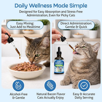Pet Wellbeing - Kidney Support Gold for Cats - Natural Support for Feline Kidney Health - 2oz (59ml)