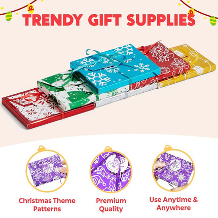 JOYIN 12PCS Gift Card Boxes Holder Unique for Christmas, Christmas Fancy Foil Gift Card Boxes with Ribbon, 4.5" x 3.25" x 0.4" Decorative Wrapped Envelopes, 12 Design Holiday Xmas Party Present Decor