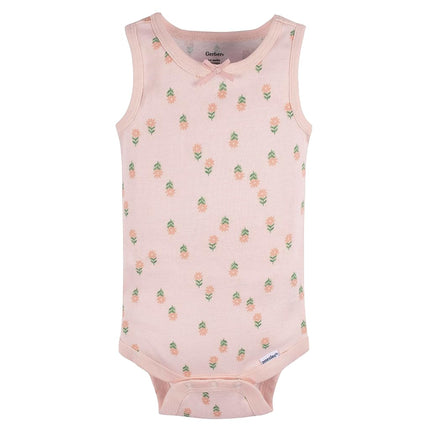 Gerber Baby Girls Multi-Pack Sleeveless Onesies Bodysuit, Flowers, 3-6 Months