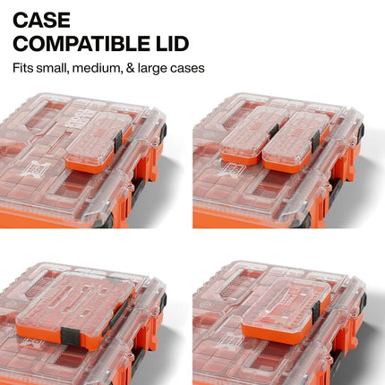 Klein Tools 54400MBX MODbox Tall Compartment Box, Full-Width Tool Organizer, Small Parts Tool Box with 20 Compartments, 9 Removable Bins for Fasteners, Stackable Module