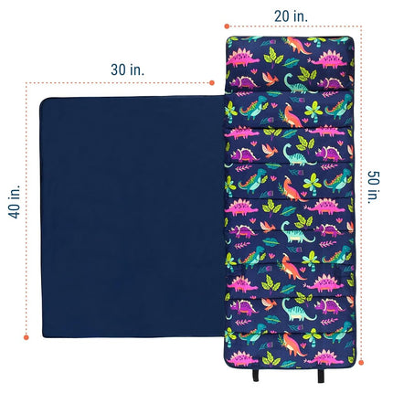 Wildkin Kids Microfiber Nap Mat – Soft Sleep Mat with Pillow, Ideal for School & Travel - Darling Dinosaurs