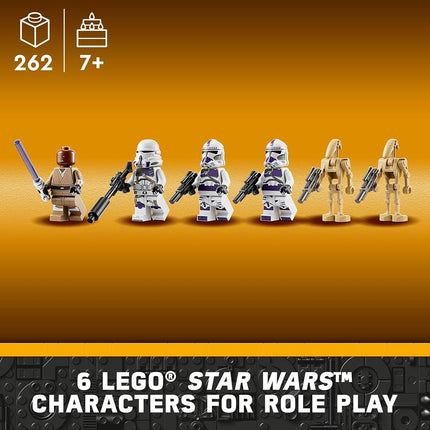 LEGO Star Wars Republic Fighter Tank Building Toy, The Clone Wars Kids Toy with 4 Character Minifigures Including Mace Windu, and 2 Battle Droid Figures for 7 Plus Year Old Boys, Girls & Fans 75342
