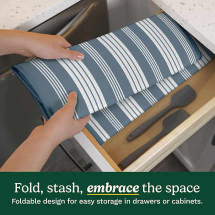 Cuisinart Dish Drying Mats for Kitchen Counter - (2) 16" x 18" Ultra Absorbent Kitchen Dish Drying Mat - Mesh Backing, Foldable, Machine Washable, Fast Drying Dish Mat (Solid Stripes)