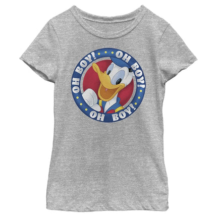 Camiseta Heather con Cuello Redondo de Niña Oh Boy Donald de Personajes Disney, Athletic Heather, Pequeña