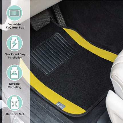 FH Group F14407YELLOW Universal Fit Premium Carpet Yellow Automotive Floor Mats fits most Cars, SUVs, and Trucks with Driver Heel Pad, Full Set