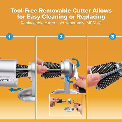 Bostitch Office Wall Mount Manual Pencil Sharpener, Tip Saver, 8 Hole Dial, 6X Longer Cutter Life, Vertical or Horizontal Mounting, Silver