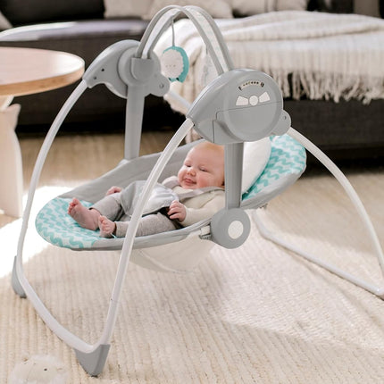 Ity by Ingenuity Swingity Swing Easy-Fold Portable Baby Swing – Goji, Blue (12536)