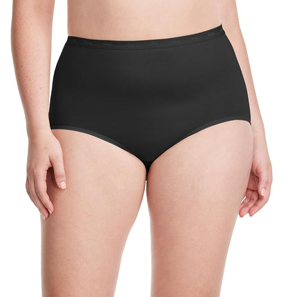 Ropa interior de algodón elástico para mujer Bali, braguita de corte ajustado, cobertura total, paquete de 3, negro/negro/negro, 7 (paquete de 3)