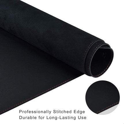 ZORESYN PU Leather Desk Mat Black 180x60cm Waterproof Anti-Oil Dining Table mat Non-Slip Mouse Pad, Large Desk Pad with Stitched Edges Computer Desk Mat for Gamer, Office & Home