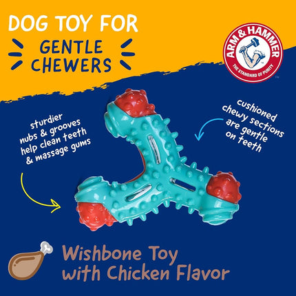 Arm & Hammer for Pets Nubbies Wishbone Dog Dental Toy | Best Dog Chew Toy for Moderate Chewers | Helps Reduce Plaque & Tartar | Chicken Flavor Baking Soda (Pack of 24)