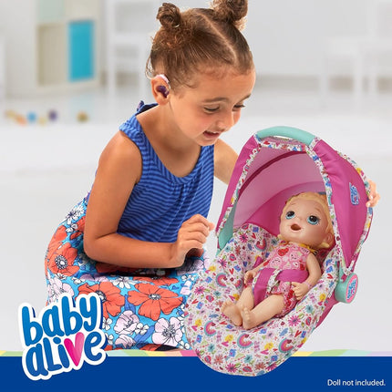 Baby Alive: Deluxe Doll Car Seat - Pink & Rainbow - 3-in-1, Fits Dolls Up to 18", Multifunctional Unit That Can Be Used As A Doll Carrier Or A Feeding Chair, Pretend Play for Kids Ages 3+