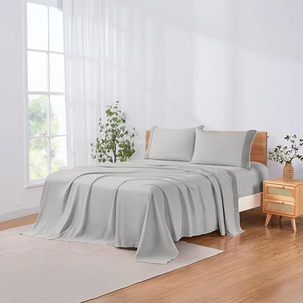 Modern Threads Amrapur Pacific Coast Textiles 4 PIECE CROCHET LACE MICROFIBER SHEET SET DOVE GRAY KING, Microfibre