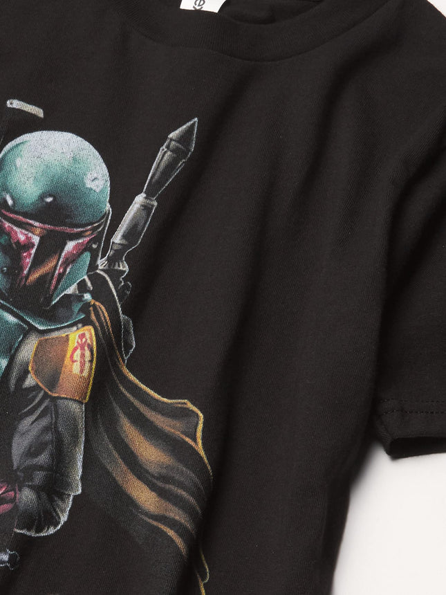 STAR WARS Mandalorian Warrior Boy's Premium Solid Crew Tee, Black, Youth X-Small