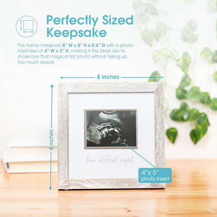 Pearhead Rustic Sonogram Photo Frame, Love at First Sight Baby Keepsake Picture Frame, Gender-Neutral Nursery Décor, Ultrasound Photo