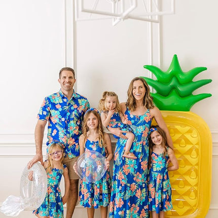 Robes d'été imprimées The Children's Place pour filles, cobalt frais tropical, XX-Large