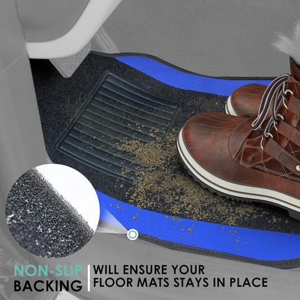 FH Group F14407BLUE Universal Fit Premium Carpet Blue Automotive Floor Mats fits most Cars, SUVs, and Trucks with Driver Heel Pad, Full Set