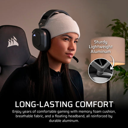 Casque gaming sans fil Corsair HS80 MAX pour Xbox avec Bluetooth, Dolby Atmos, microphone de qualité diffusion, compatible iCUE – Xbox, PC, Mac, mobile – Gris acier