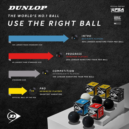 DUNLOP Pro Squash Ball 12-Pack Pro Squash Ball, Black, One Size