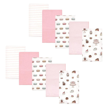 Hudson Baby Unisex Baby Cotton Flannel Burp Cloths, Sweet Bakery, One Size
