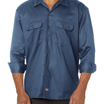 Dickies Men's Long Sleeve Work Shirt, Navy, 3X-Lar