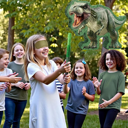 WERNNSAI Dinosaur Piñata - Jungle Dinosaur Piñata Bundle with Blindfold and Bat for Kids Boys Jungle Dinosaur World Birthday Party Decorations Family Games Dino Theme Party Supplies