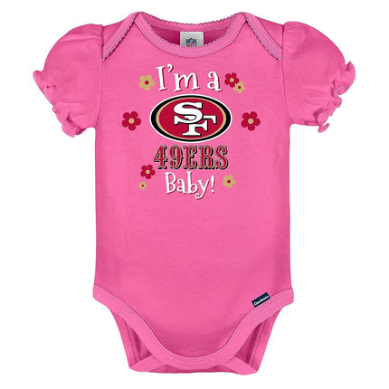 NFL Gerber Baby Girl's Standard 3 Pack Short Sleeve Onesie Bodysuit, Team Color, 3-6 Months
